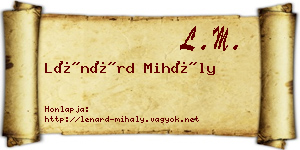 Lénárd Mihály névjegykártya