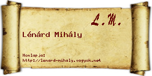 Lénárd Mihály névjegykártya